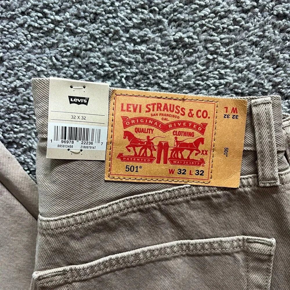 NEW Levi’s 501 Original Fit Straight Jeans Beige Pants Men’s 32x32 32